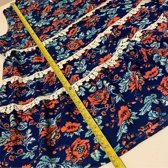 Rock & Roll Cowgirl Sleeveless Floral Overall Lace Trim Keyhole Back Size L - Picture 9 of 9